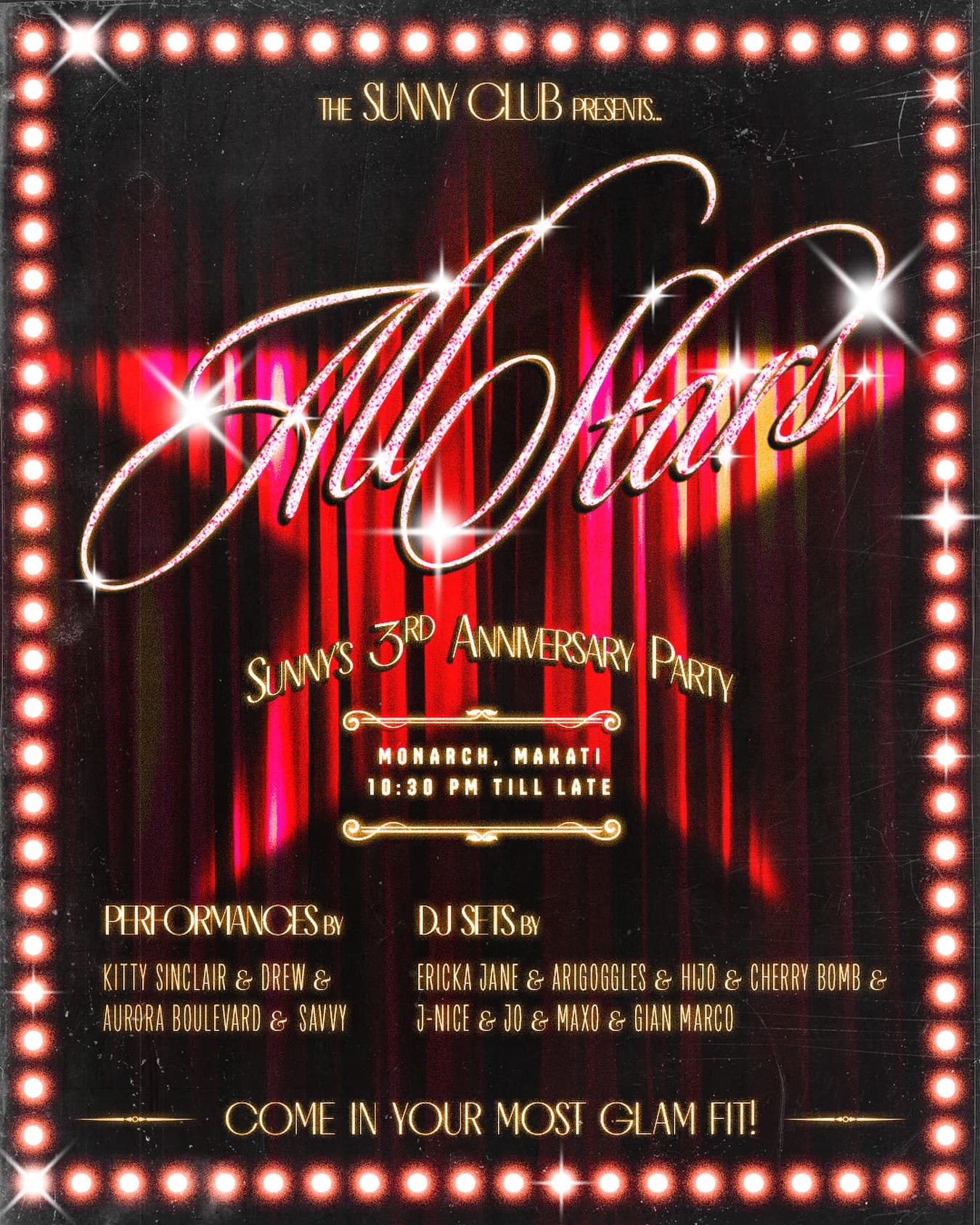 ALL-STARS: Sunny's 3rd Anniversary Party flyer